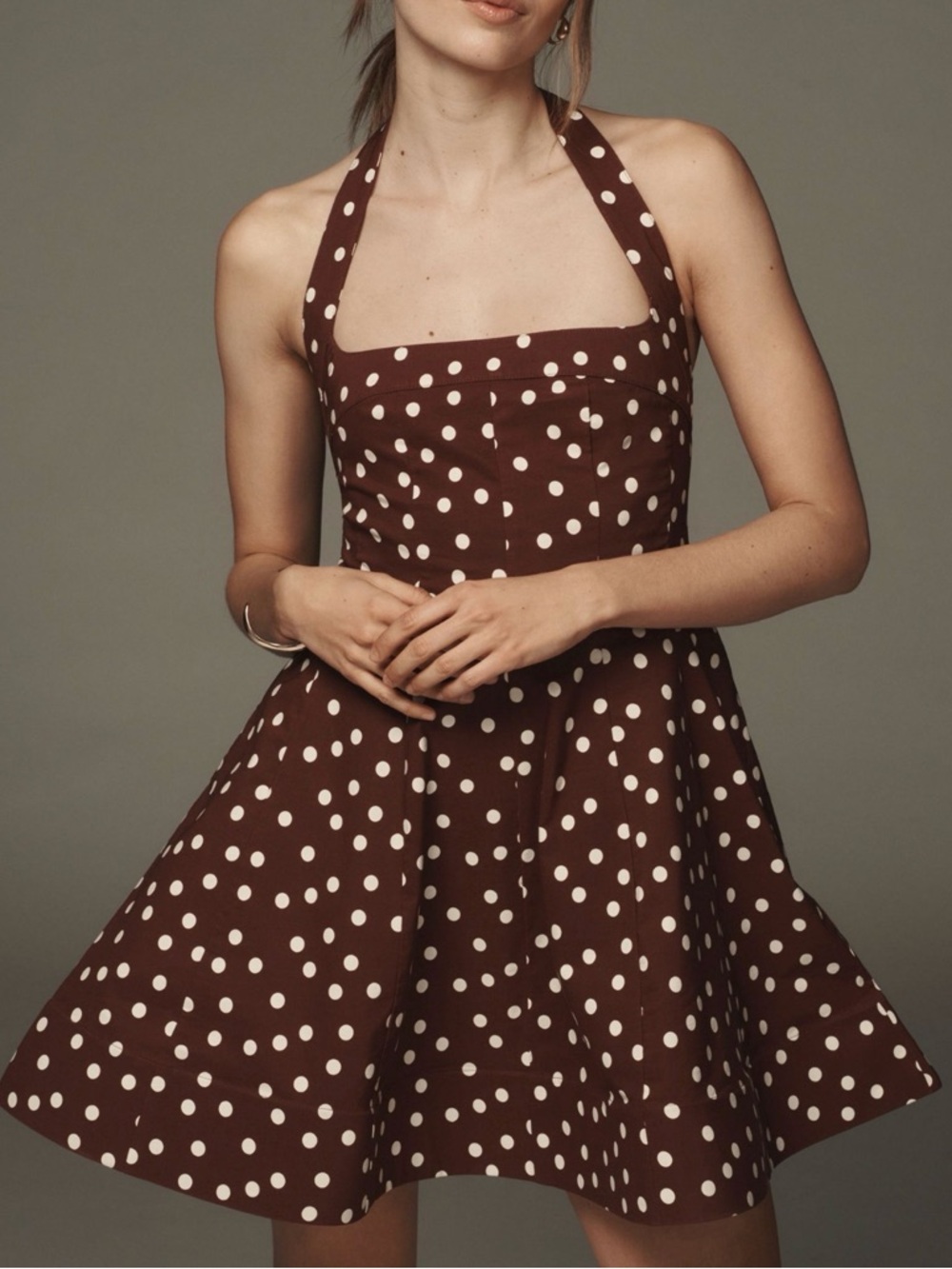 Maeve Polka Dot Halter Swing Dress